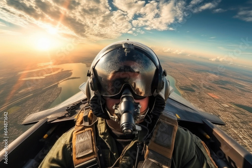 Print op canvas Fearless Fighter Pilot in Action