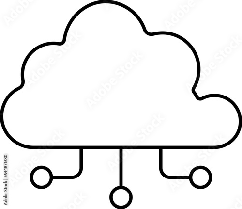 Cloud Computing Icon In Black Linear Art.