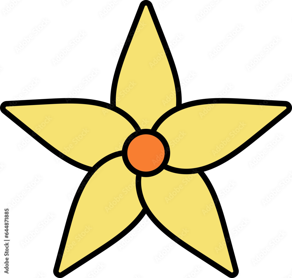 Isolated Yellow Flower Icon In Flat Style. Isolated Yellow Flower Icon In Flat Style.