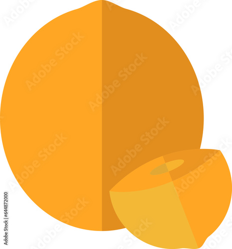 Lemon With Half Slice Icon In Flat Style.