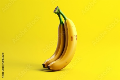 Bunch of bananas isolated on yellow background. 3d illustration. photo