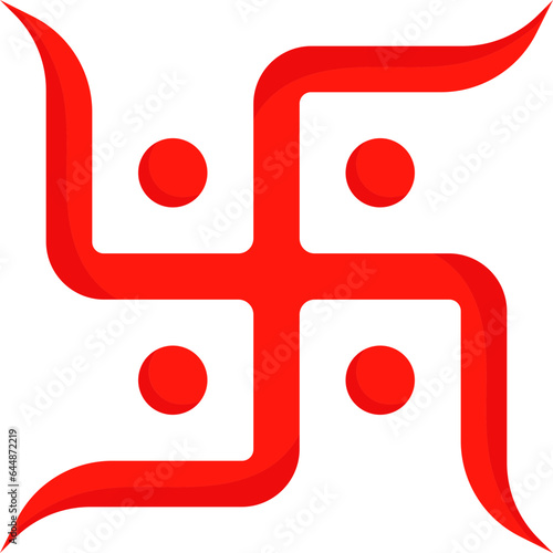 Illustration Of Red Swastika Symbol Or Icon In Flat Style.