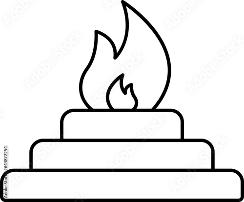 Burning Yagna Icon In Black Line Art. photo