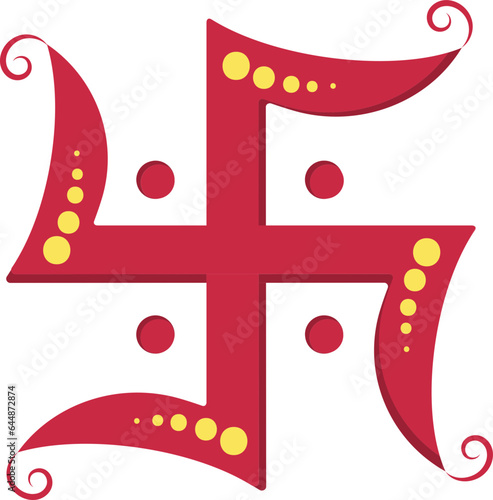 Red Swastika Symbol Or Icon In Flat Style. photo