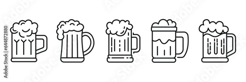 Beer mug line icon set, oktoberfest and alcohol, beer glass icon, alcohol drink. Isolated vector illustration	
