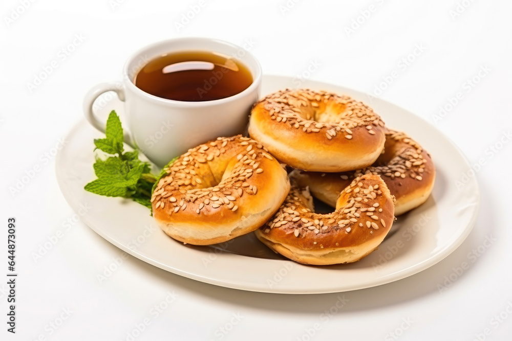 Bagel and Date Stack with Herbal Tea Bagel and Date Stack with Herbal Tea