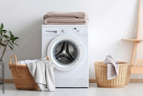 Home Laundry Room with Stylish Washing Machine