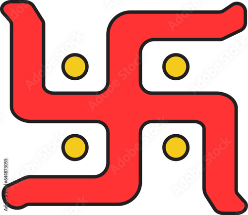 Illustration Of Red Swastika Symbol Or Icon In Flat Style. photo
