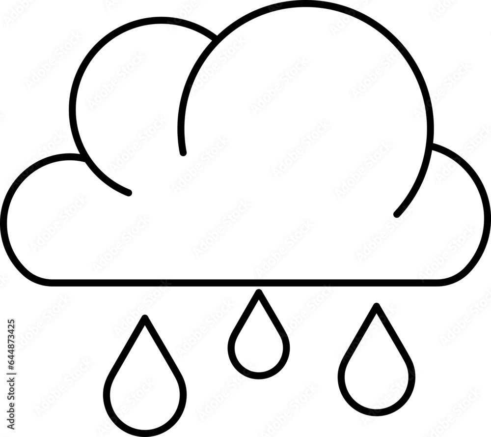 Illustration Of Rainy Cloud Icon In Black Stroke. Illustration Of Rainy Cloud Icon In Black Stroke.