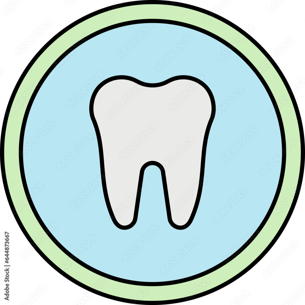 Isolated Tooth Symbol Circle Icon In Blue Green Color. Isolated Tooth Symbol Circle Icon In Blue Green Color.