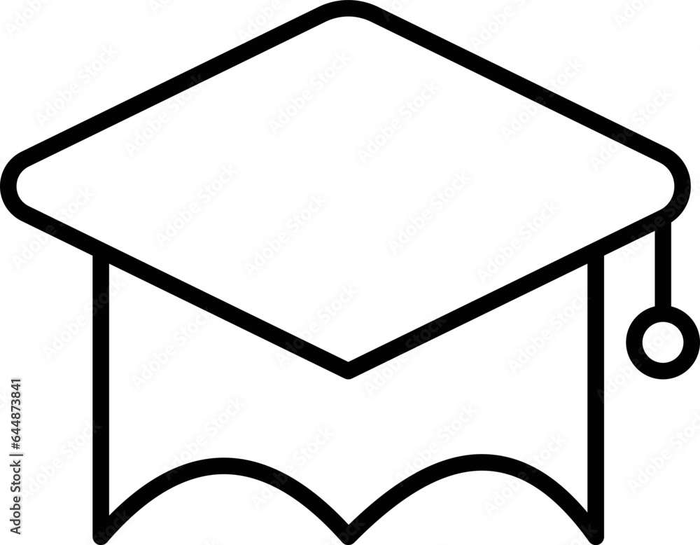 Isolated Graduation Cap Icon In Black Outline. Isolated Graduation Cap Icon In Black Outline.
