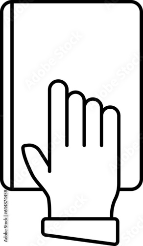Human Hand On Book For Oath Icon In Line Art.