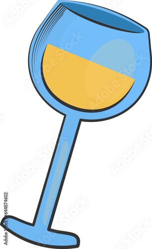 Isolated Cocktail Element In Blue And Yellow Color.