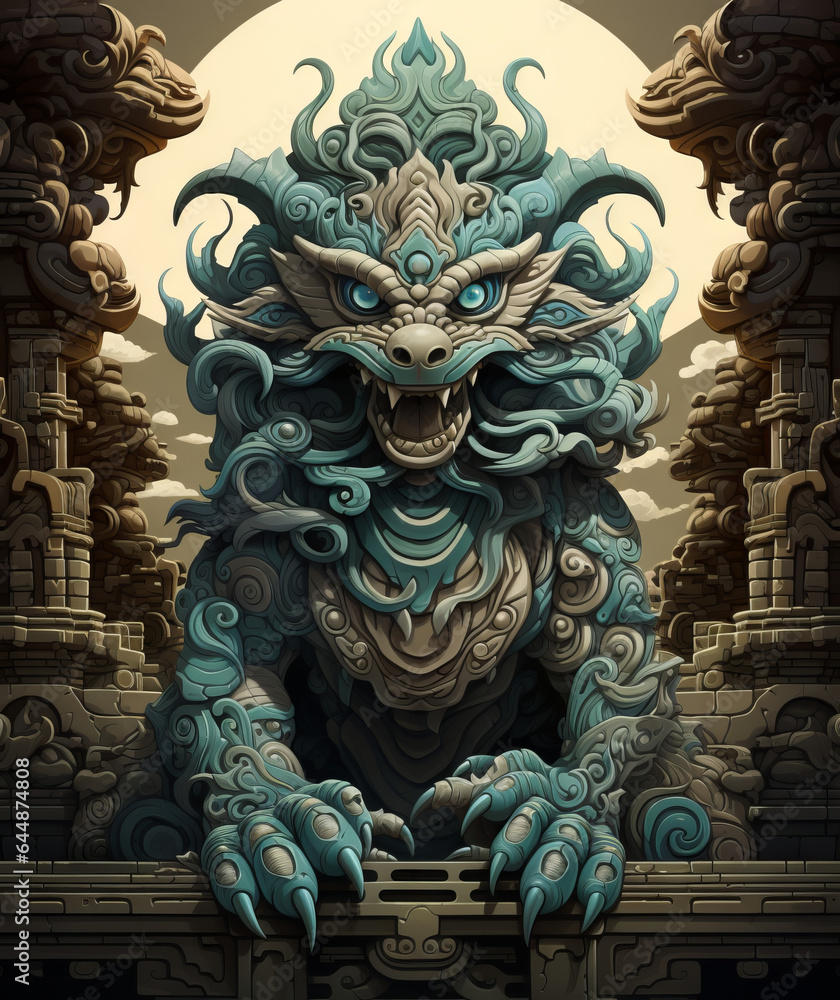 Obraz premium chinese sci-fi dragon statue 3
