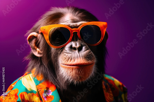 Comic Chimp Strikes a Pose in Sunglasses and Studio Lights
