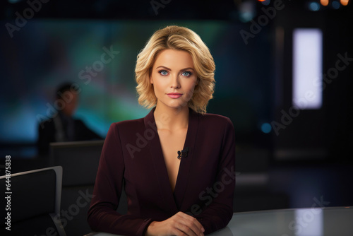 News Anchorwoman Presenting Business and Economy News