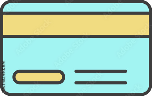 Flat Payment Card Icon In Yellow And Turquoise Color.
