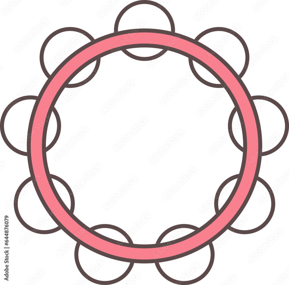 Red Timbrel Icon In Flat Style. Red Timbrel Icon In Flat Style.