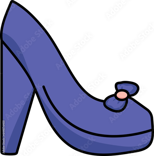 Flat Style Pencil Heel Icon In Navy Blue olor.