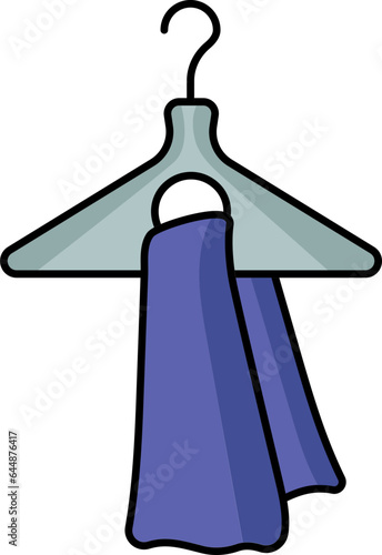 Gray And Navy Blue Color Scarf On Hanger Icon.