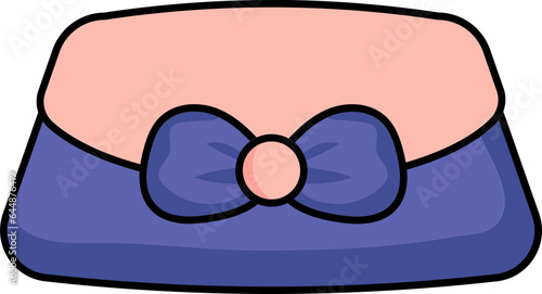 Female Bow Wallet Icon In Pink And Navy Blue Color.
