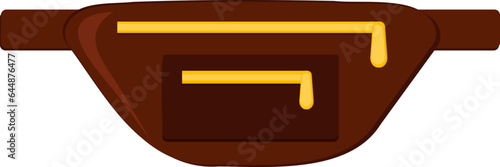 Waist Or Chest Bag Flat Icon In Brown And Yellow Color.