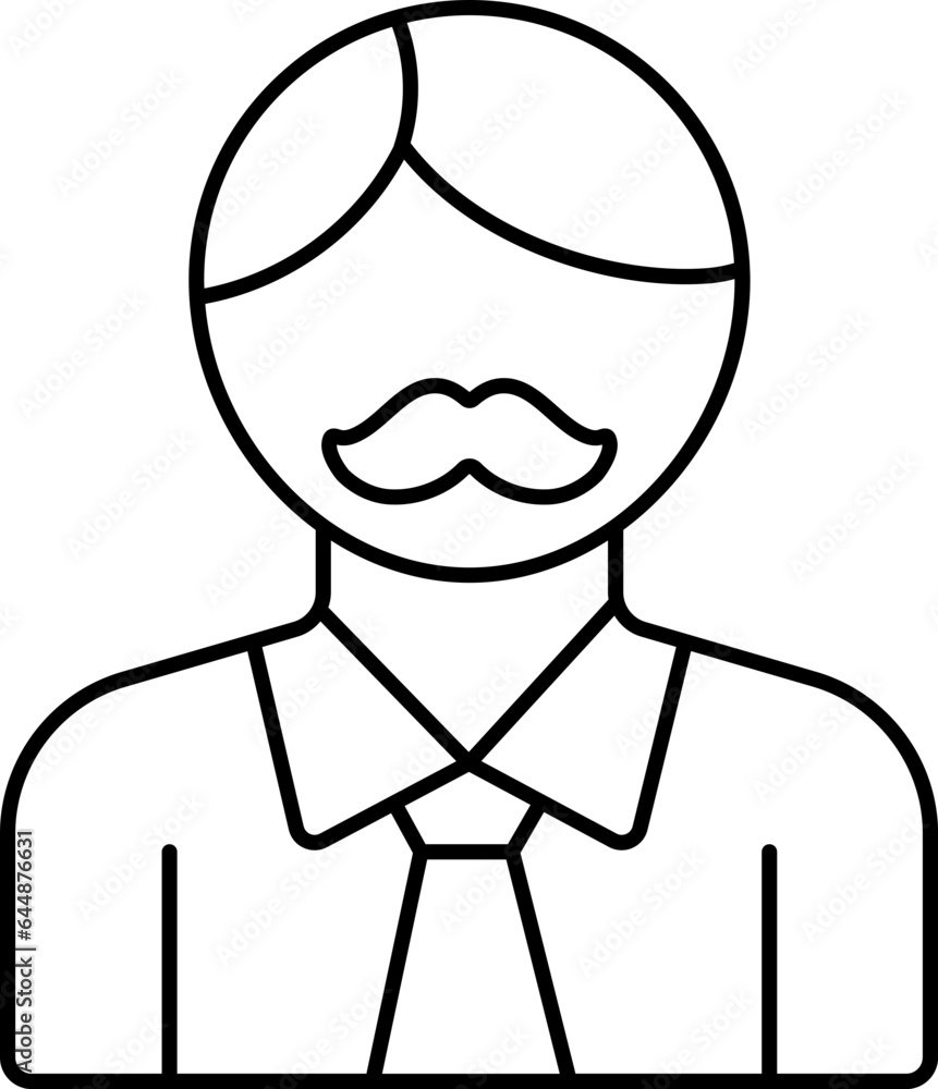 Isolated Father or Dad icon in Black Outline. Isolated Father or Dad icon in Black Outline.