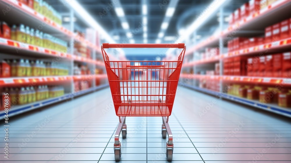 custom made wallpaper toronto digitalIn the grocery store, a trolley is seen among the aisles..