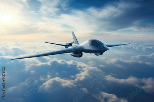 American Military Drone Over Cloudscape