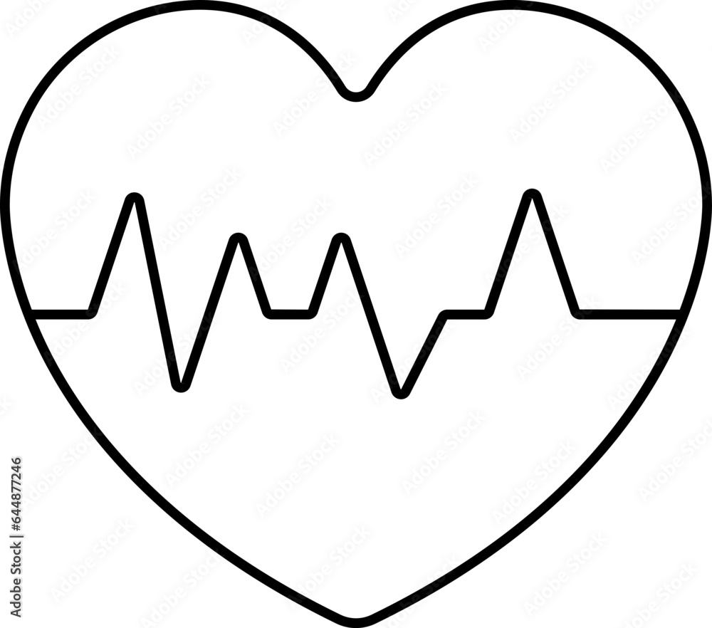 Black Linear Cardiac Icon Or Symbol. Black Linear Cardiac Icon Or Symbol.
