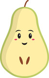 Cartoon Character Of Pear Half Piece Flat Vector.