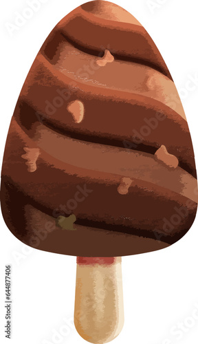 Isolated Chocolate Popsicle Flat Element.