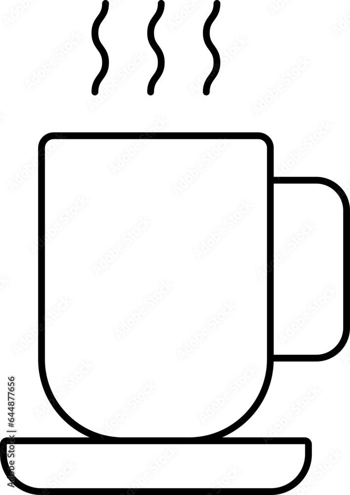 Isolated Hot Tea Or Coffee Cup Icon In Thin Line Art. Isolated Hot Tea Or Coffee Cup Icon In Thin Line Art.