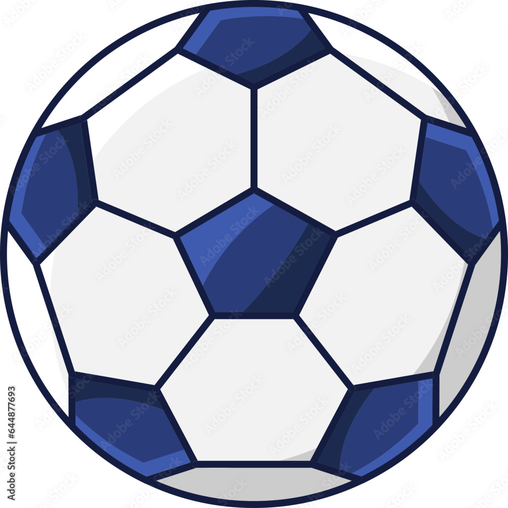 Isolated Soccer Ball Flat Icon In Blue And White Color. Isolated Soccer Ball Flat Icon In Blue And White Color.