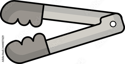 Isolated Cooking Tong Flat Icon In Grey Color.