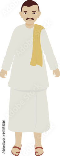 Indian Man Wearing Traditional Costume In Standing Pose.