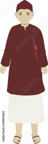 Young Man Wearing Indian Traditional Costume On White Background.