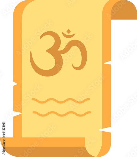 Om Symbol Scroll Paper Icon In Yellow Color.