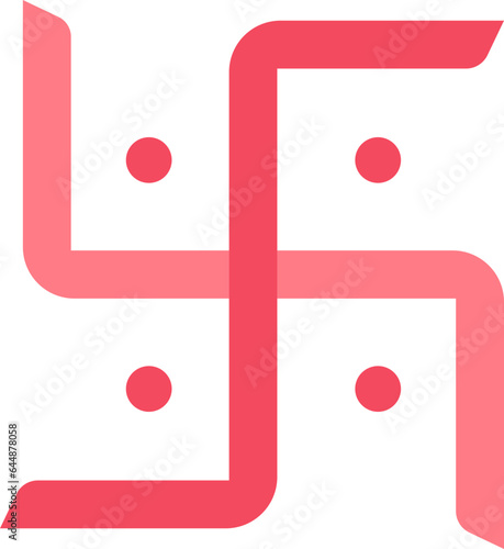 Red Swastika Structure Icon In Flat Style. photo