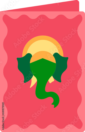 Colorful Illustration Of Faceless Ganesha Booklet Flat Icon.