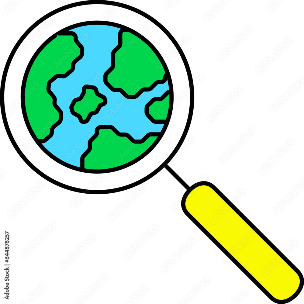 Colorful Search Globe Icon In Flat Style. Colorful Search Globe Icon In Flat Style.