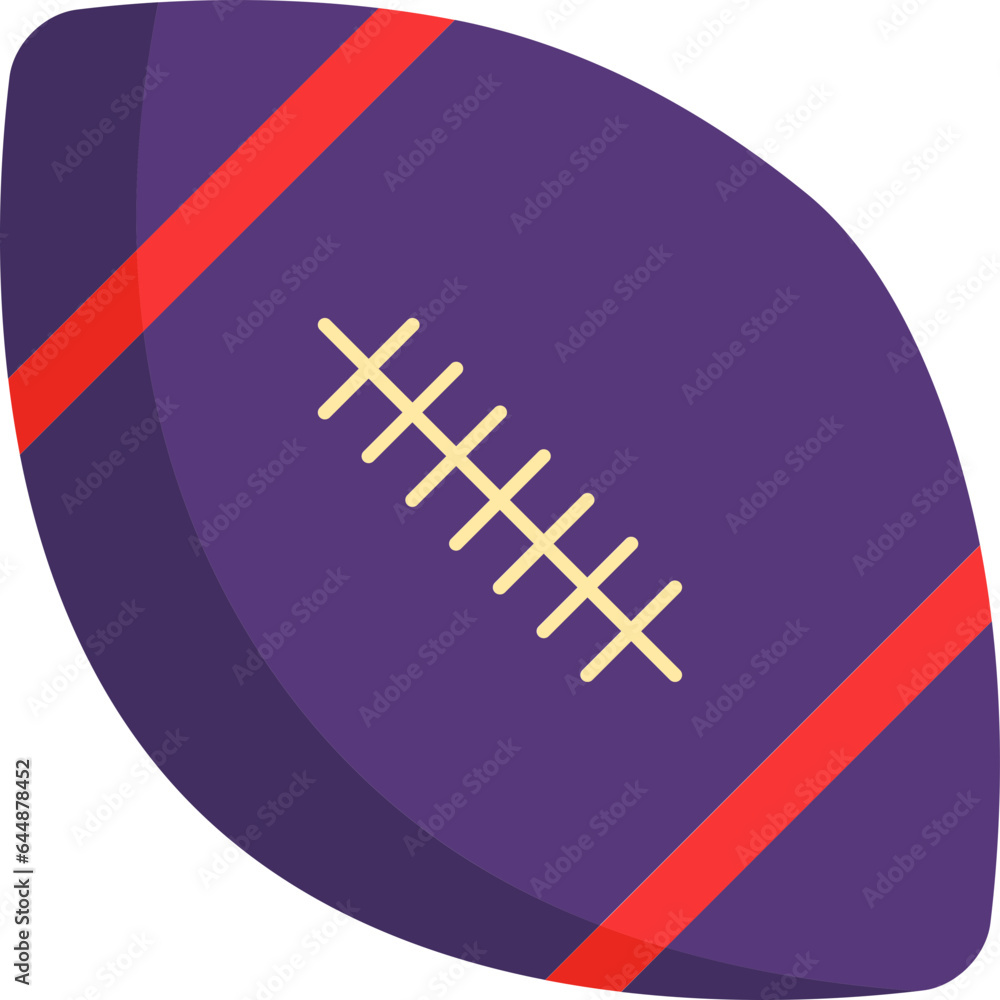 Purple and Red American Football Icon In Flat Style. Purple and Red American Football Icon In Flat Style.