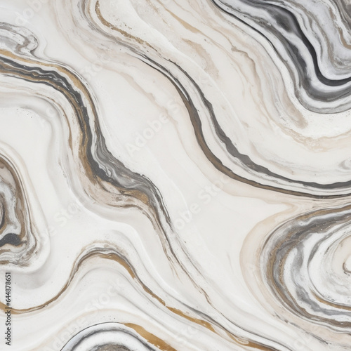 Abstract flowing artistic background in beige and silver colors. Acrylic painting on canvas with gray gloss and gradient. Inky beige background with a shiny wavy pattern