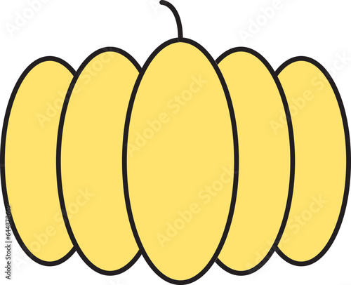 Yellow Pumpkin Icon In Flat Style.