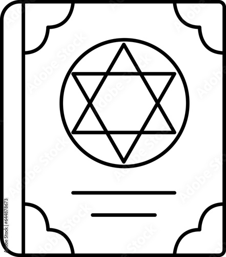Star Of David Symbol Book Black Outline Icon.