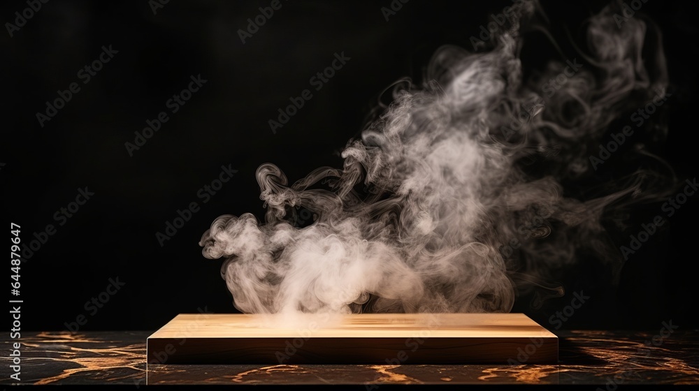 Photo of a smoking wooden block