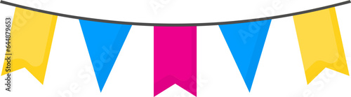 Colorful Bunting Flag Icon In Flat Style.