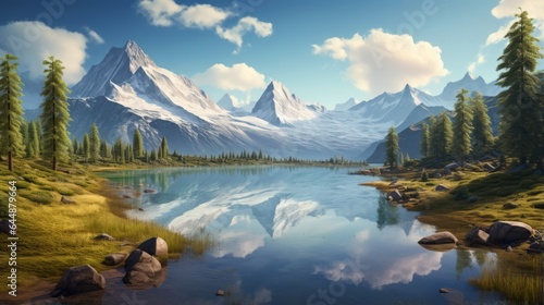 serene mountain lake background