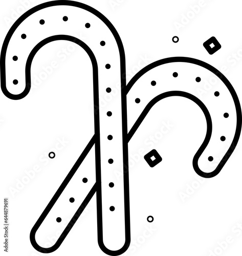 Crossed Candy Stick Black Outline Icon.