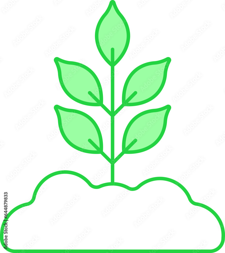 Leaf Plant With Soil Green And White Icon. Leaf Plant With Soil Green And White Icon.